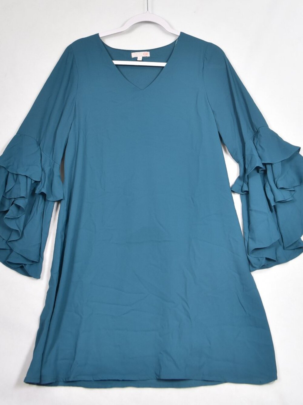 GB Women's Teal Midi Dress Bell Sleeve Size Large